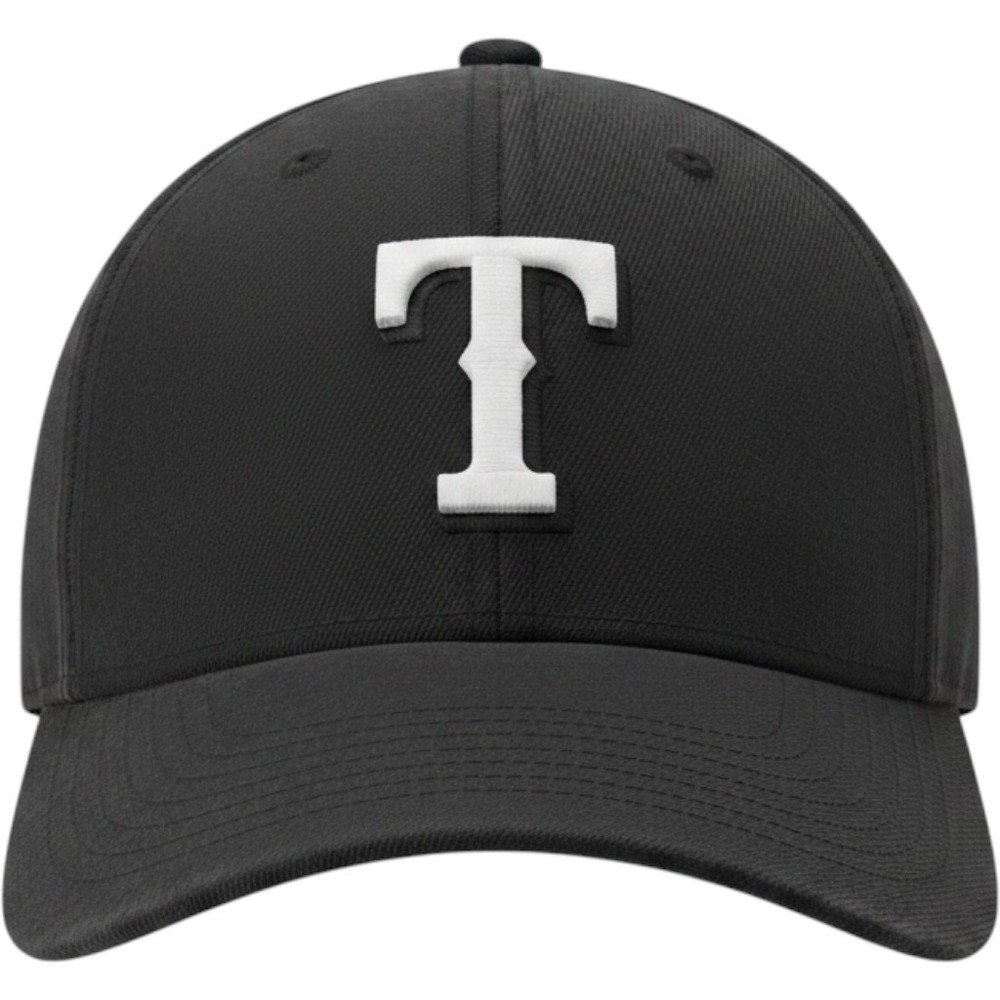 New Era Texas Rangers Black Fitted Hat Size 7 3/8 MLB Baseball Cap Mens Athletic